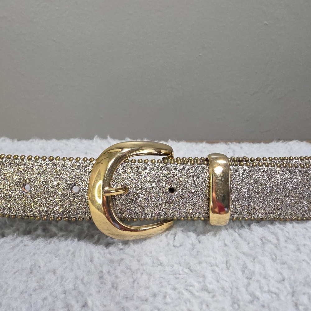 Vintage Elite Accessories Gold Sparkle Glitter Belt Gold Buckle Size Small 27-30